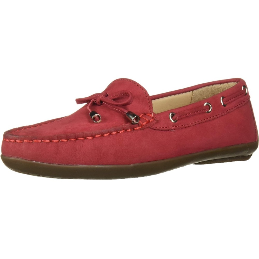 NWT Driver Club USA Kids Nantucket 2 Red Nubuck Leather Moccasins Size 3.5